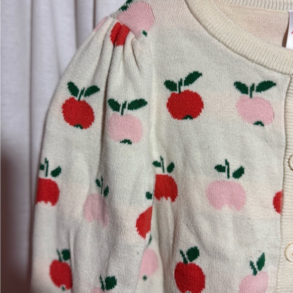 Hanna Andersson Apple Print Knit Cardigan 100% Cotton size 4 - Picture 3 of 5